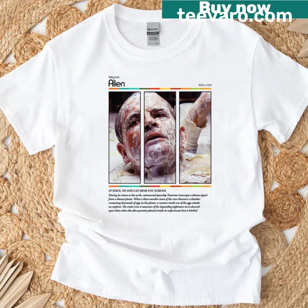 Alien-themed graphic t-shirt celebrating sci-fi movies.