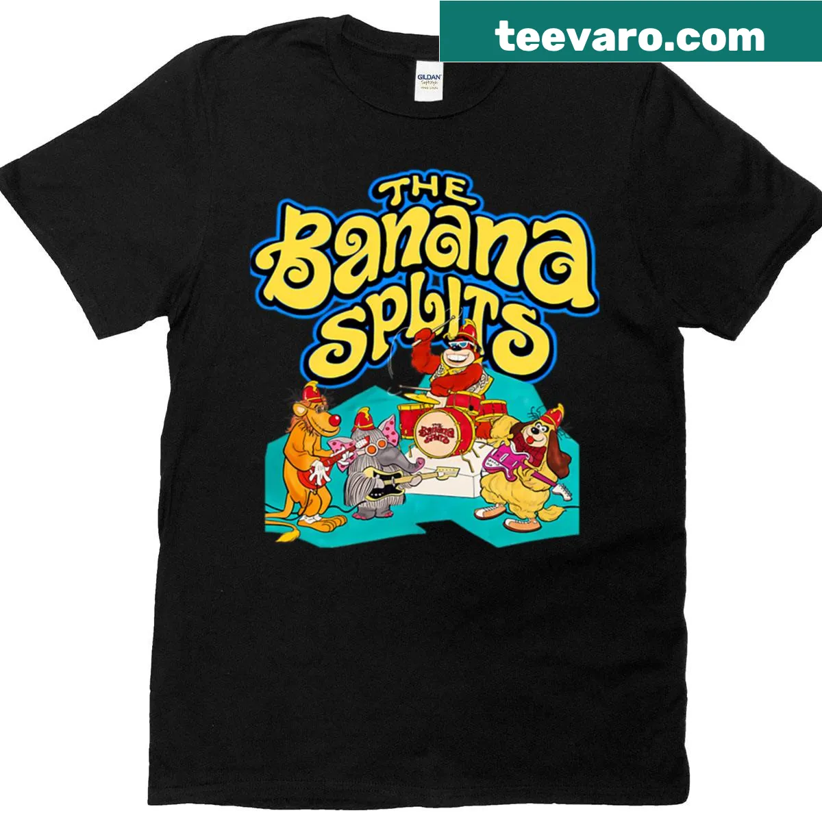Vintage logo cartoon design celebrating animated movies on a T-shirt — on a men's t-shirt