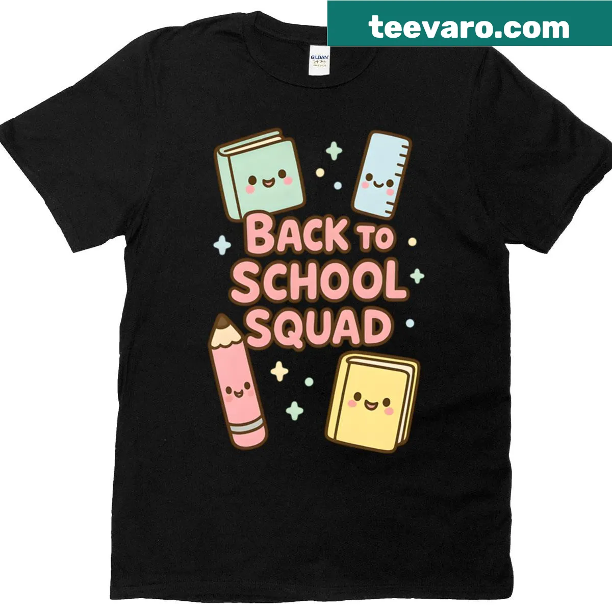 Back to school squad tee with playful typography design — on a men's t-shirt