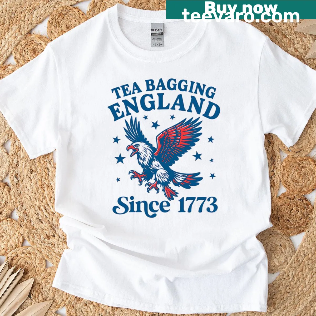 Vintage-style Patriotic T-shirt reading 'Bagging England Since 1773' — on a men's t-shirt