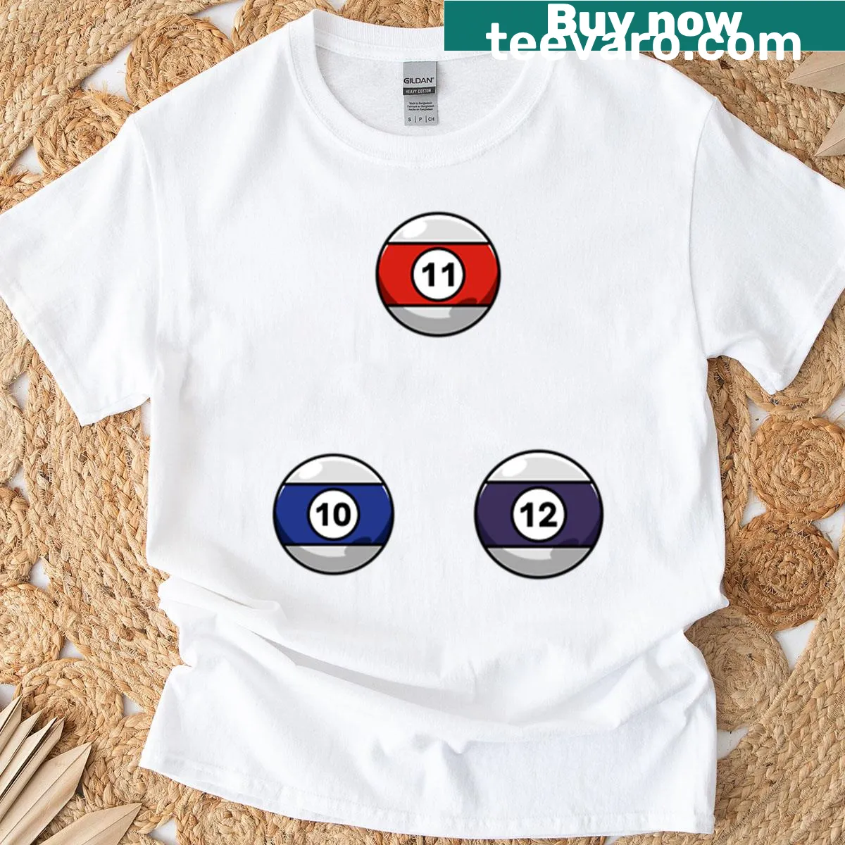 Text graphic T-shirt with the phrase 'Balls 10-12' prominently displayed — on a men's t-shirt