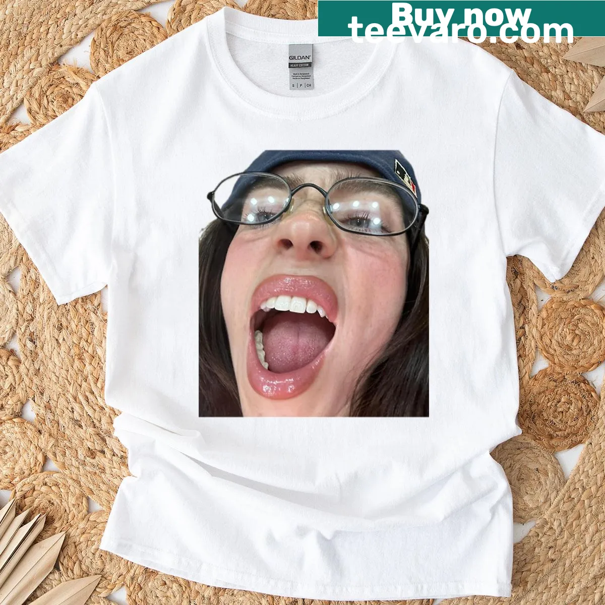 Oversized T-shirt with playful Billie Eilish-inspired graphic — on a men's t-shirt