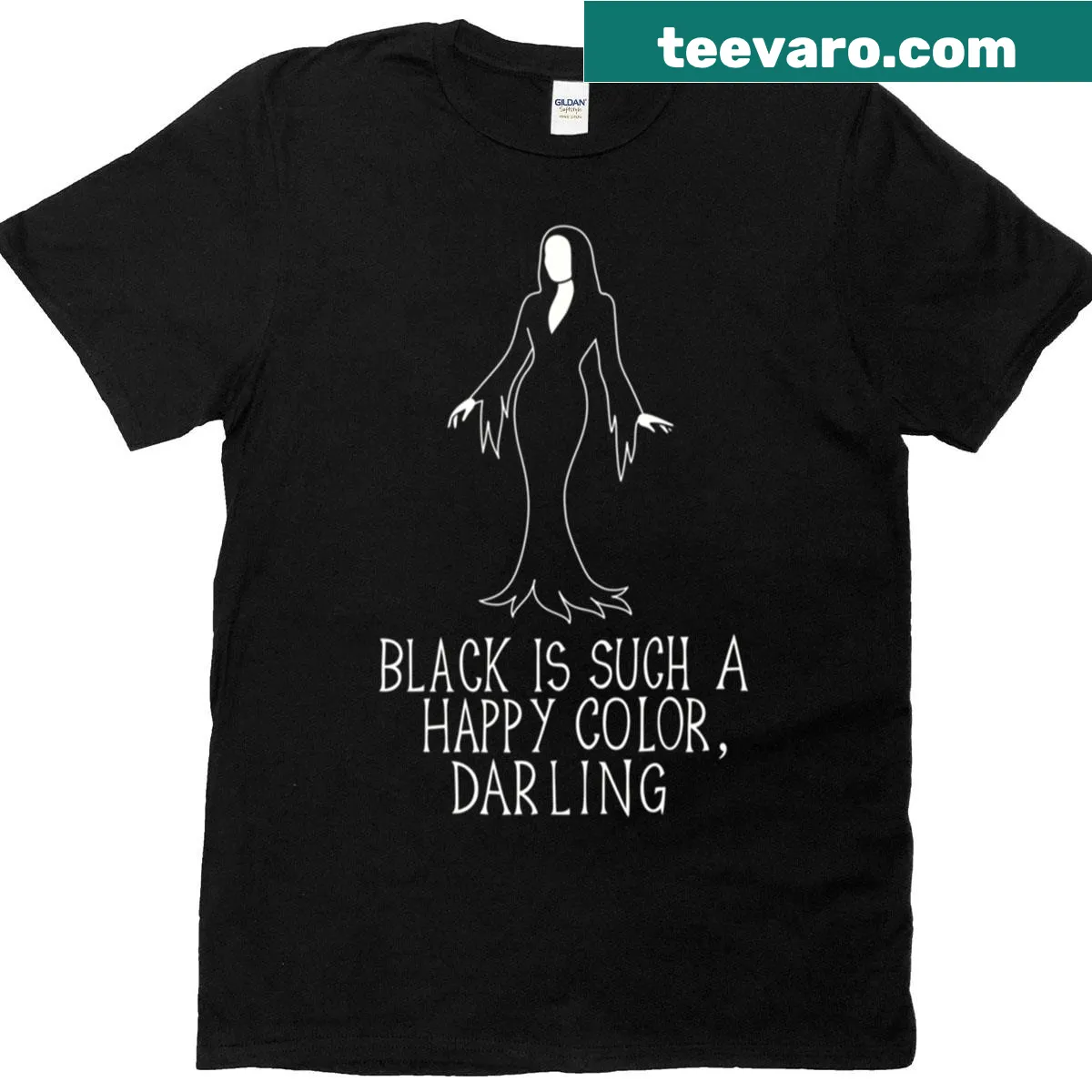 Morticia Addams quote t-shirt featuring black typography — on a men's t-shirt