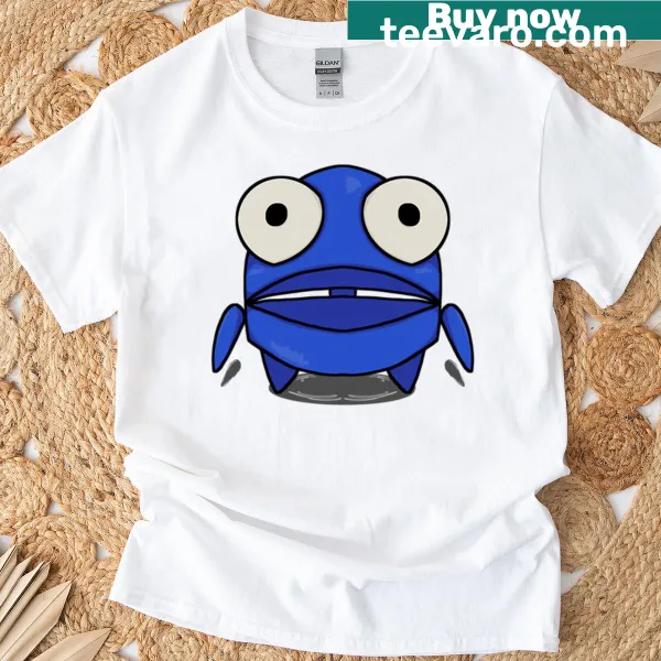 Playful T-shirt featuring a blue robot character
