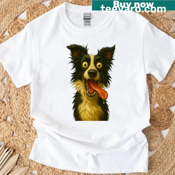 Illustration of a crazy Border Collie with funny text about genius energy