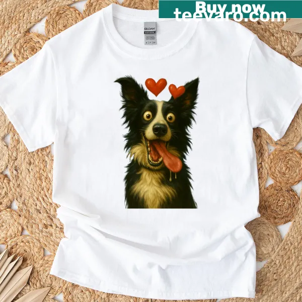 Oversized t-shirt featuring a Border Collie graphic with brain and heart design