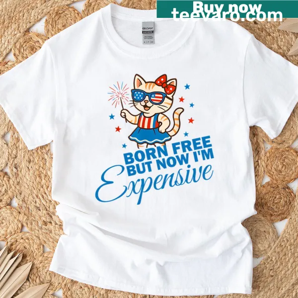 Patriotic T-shirt with American cats and humorous text
