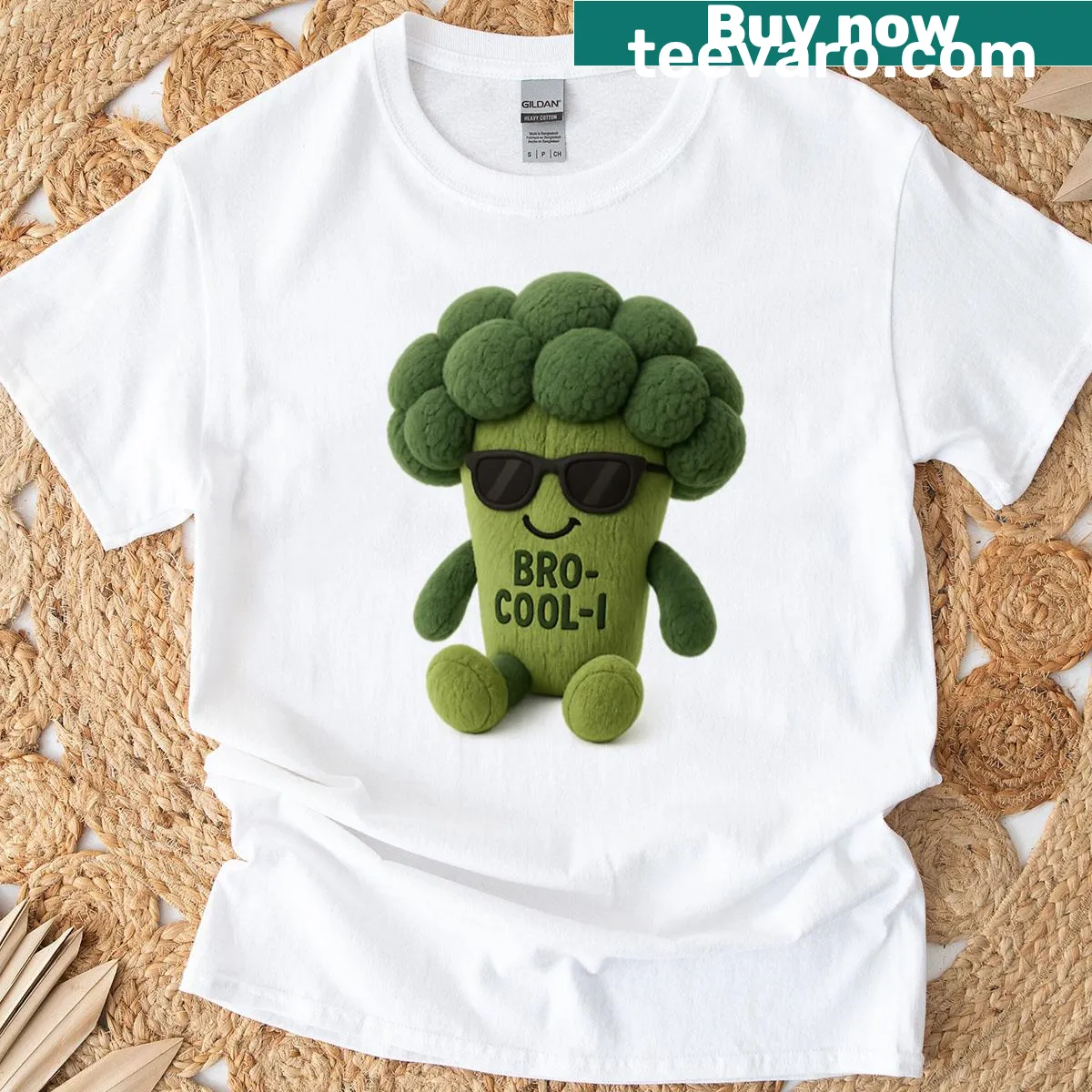 Playful cartoon t-shirt with stylish vegetables and humorous design — on a men's t-shirt