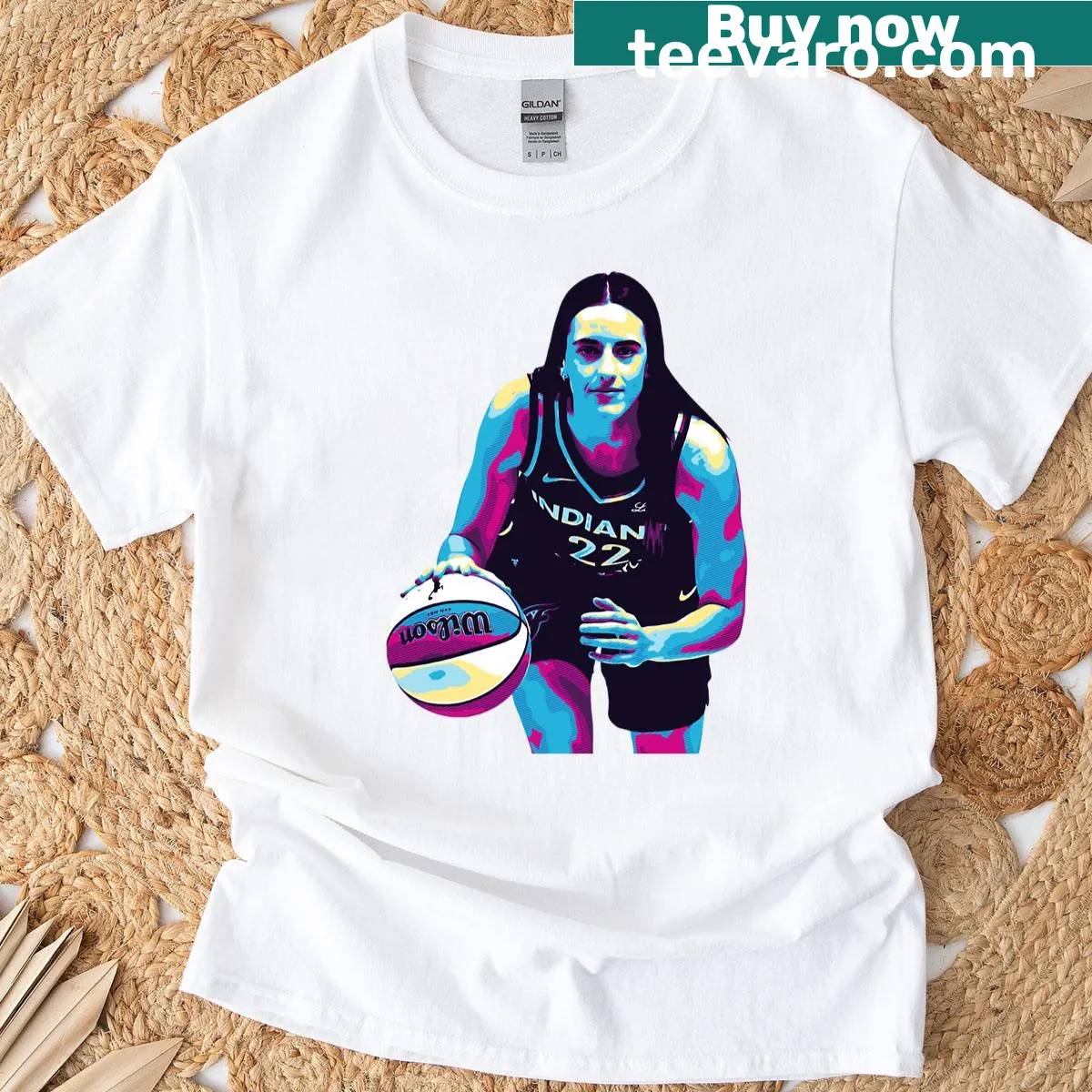 Indiana T-shirt featuring Caitlin Clark's name and number — on a men's t-shirt