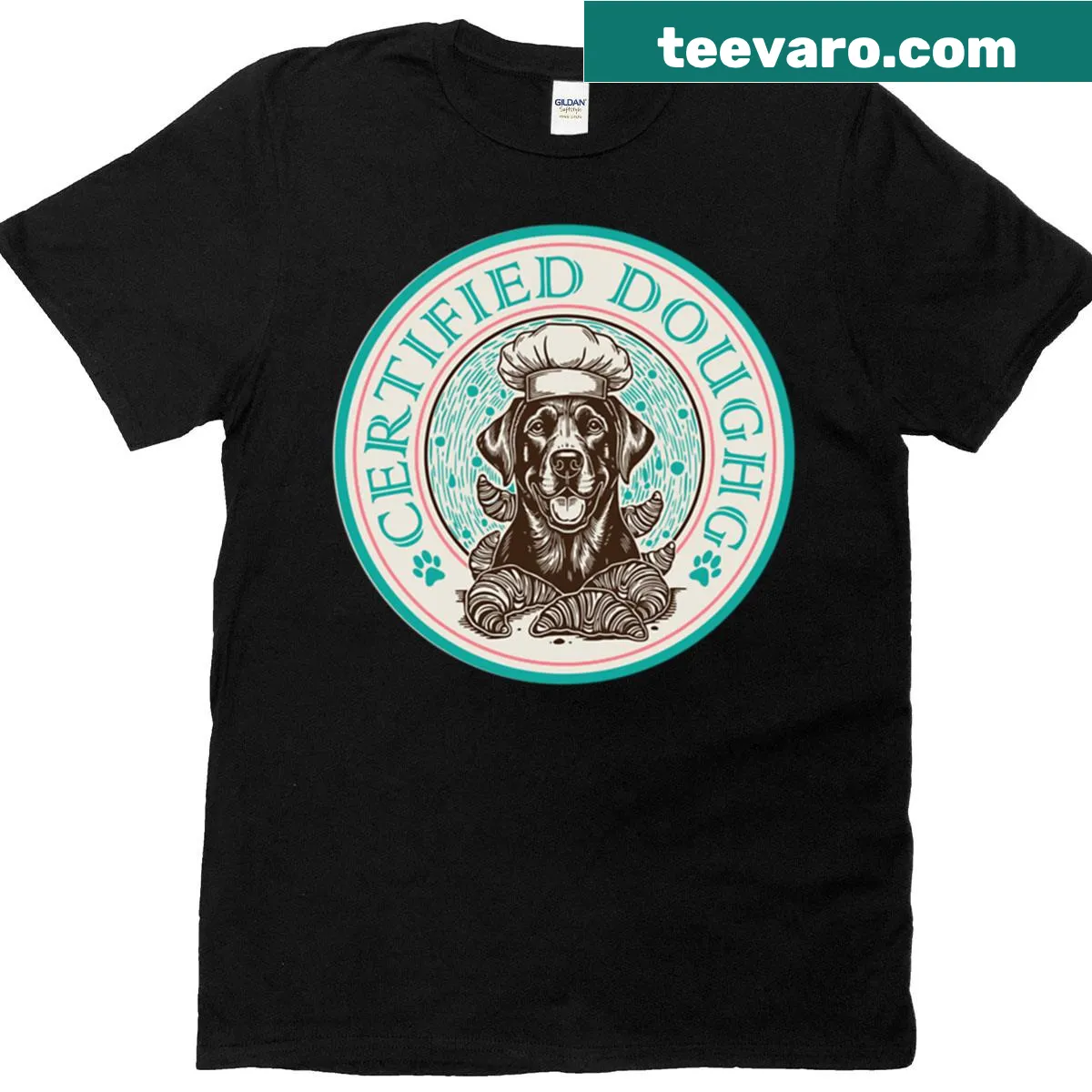 Funny t-shirt featuring a dog chef with a playful design — on a men's t-shirt