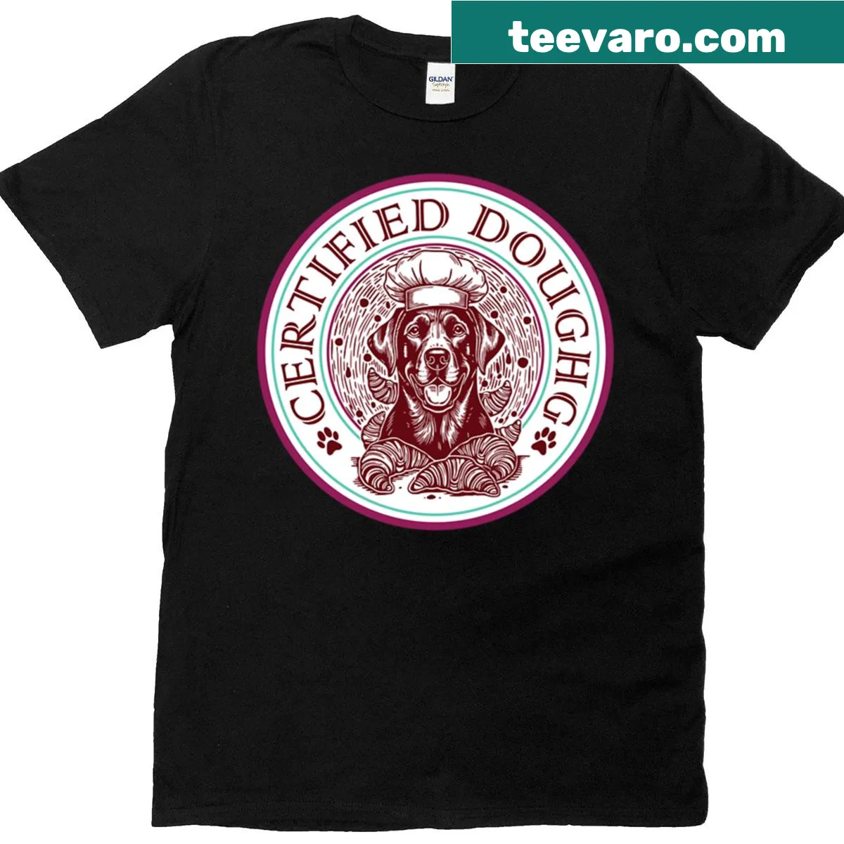 Funny dog chef design with a cartoon dog in chef attire on T-shirt — on a men's t-shirt