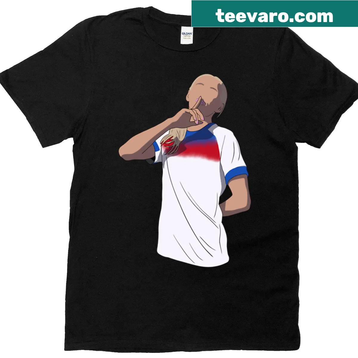 Minimalist 'Shhh' graphic on a sporty women's shirt — on a men's t-shirt