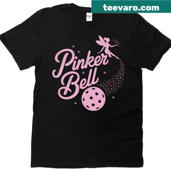 Cartoon Dinker Bell pickleball player graphic T-shirt