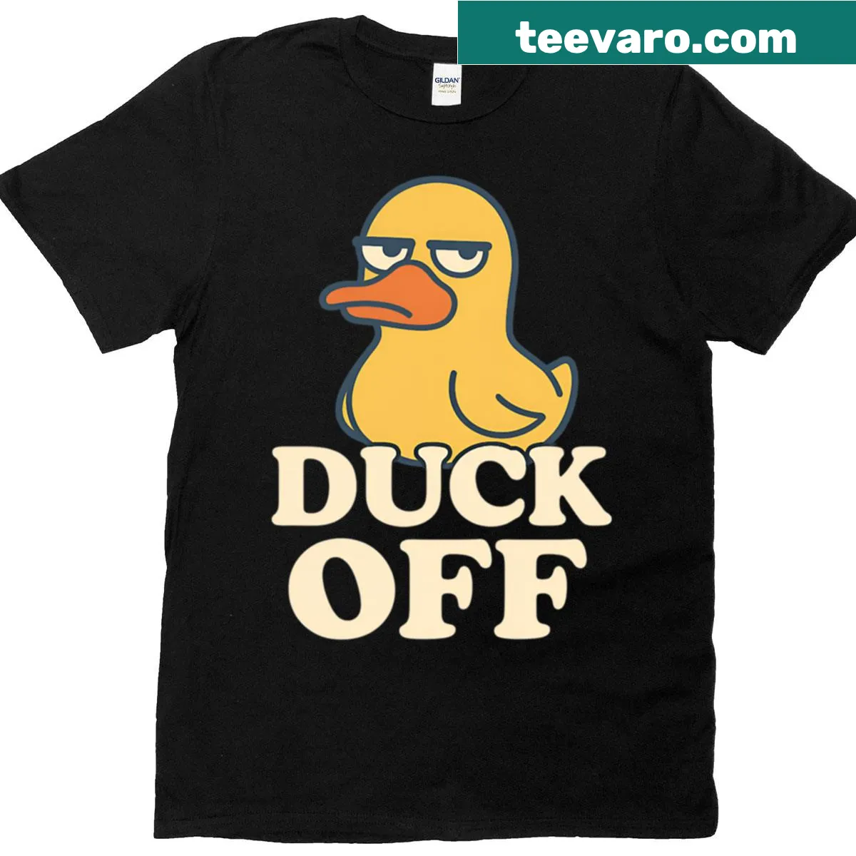 Angry cartoon duck with sassy text on a t-shirt — on a men's t-shirt