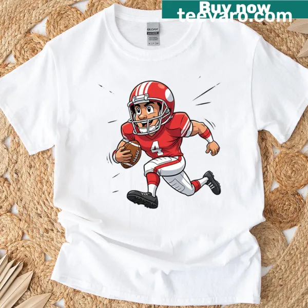 Cartoon football player graphic t-shirt design