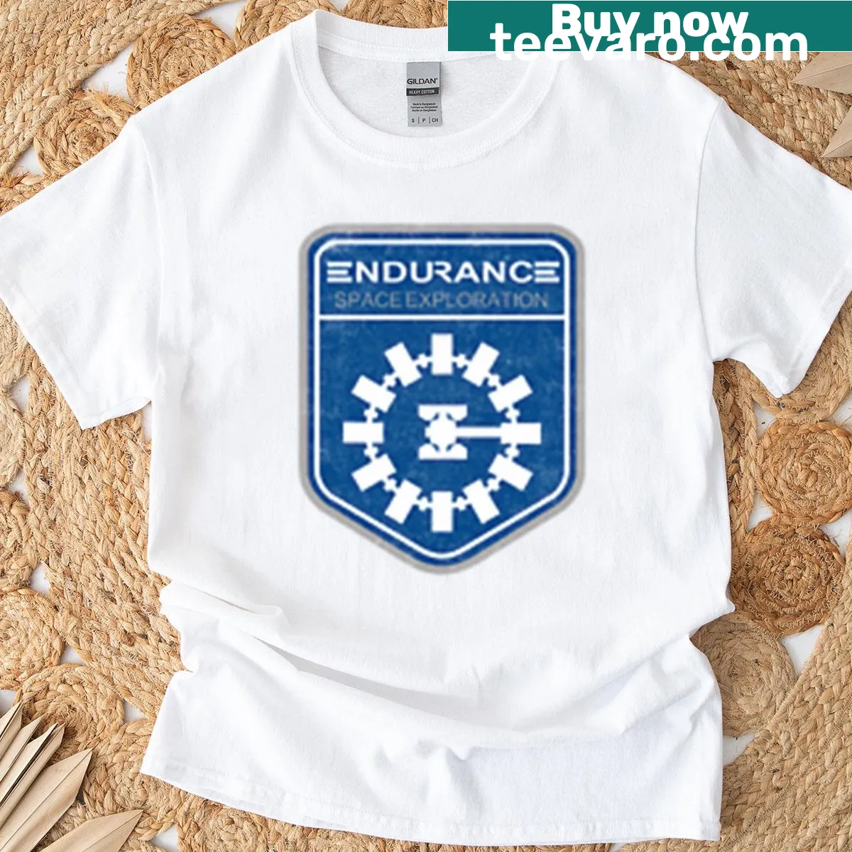 Endurance Space Program interstellar chest pocket design t-shirt — on a men's t-shirt