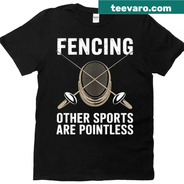 Dynamic fencing design showcasing the sport on a T-shirt.