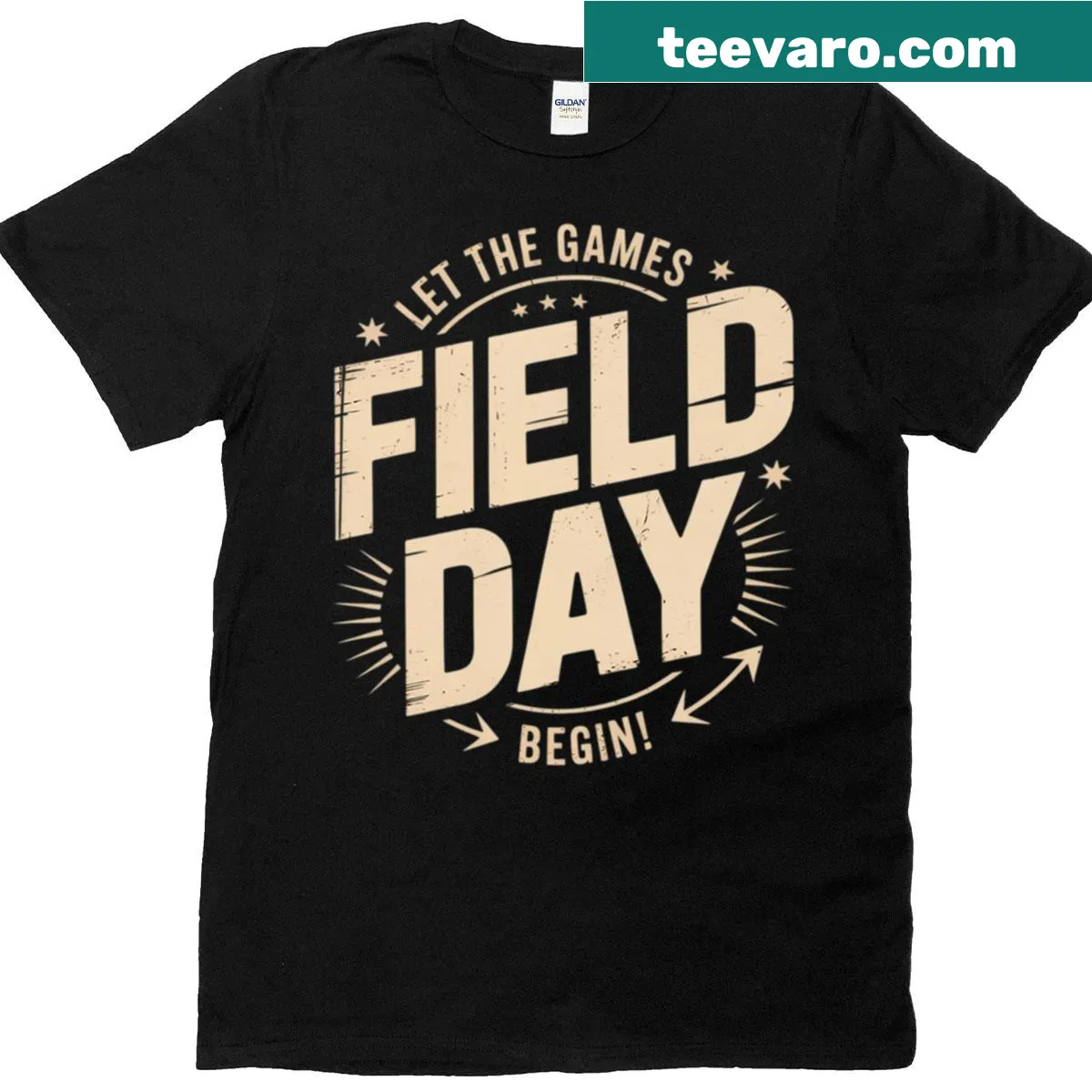 Playful 'Let The Games Begin' design for teachers on a T-shirt. — on a men's t-shirt