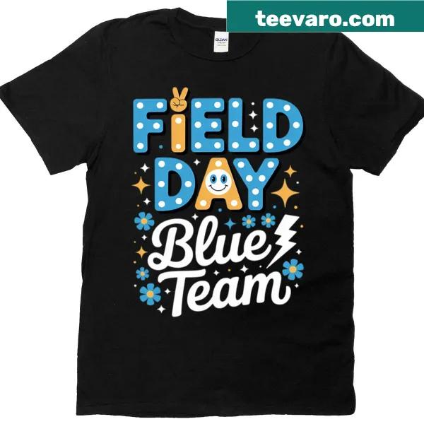 Blue team color design for Field Day competition on a T-shirt.