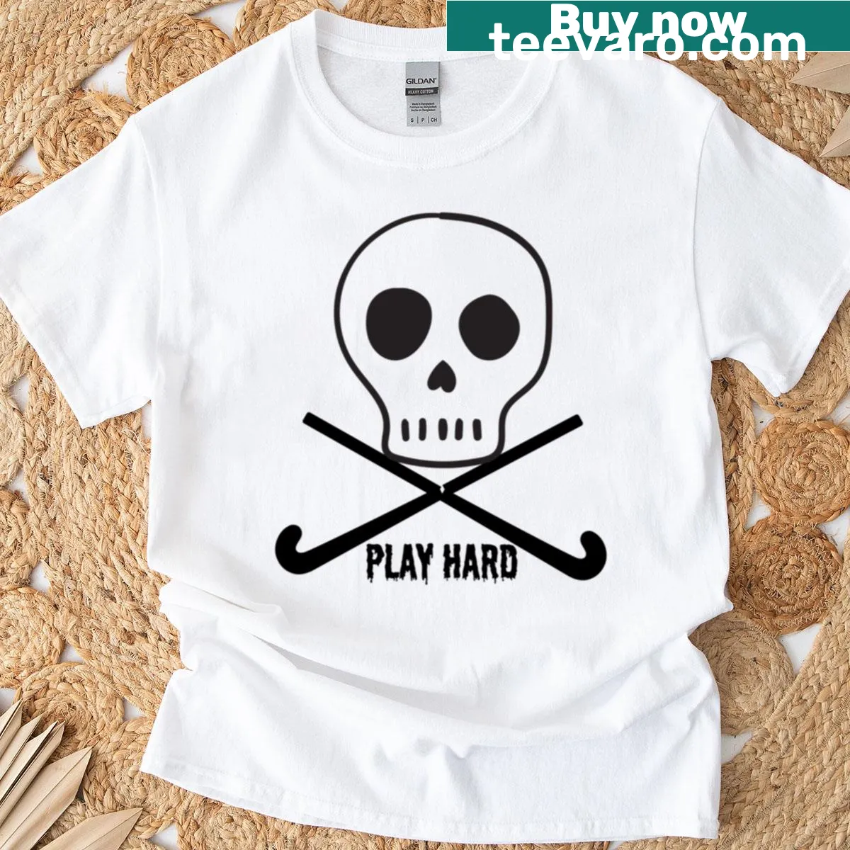 Illustration of a field hockey player in action on T-shirt — on a men's t-shirt