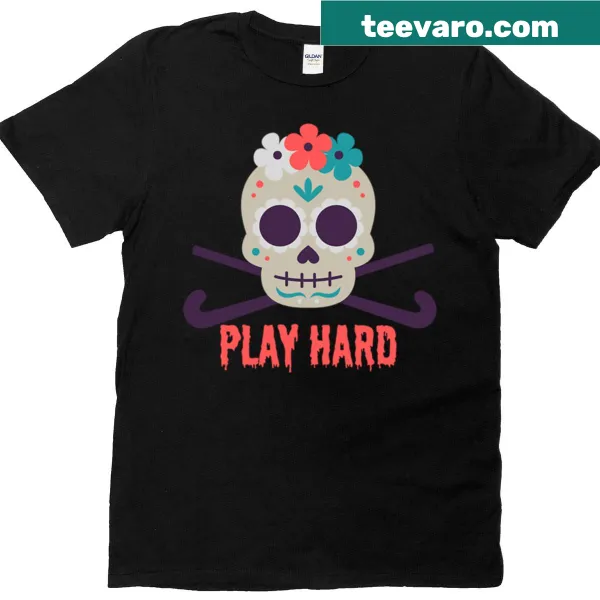 Field hockey themed t-shirt with playful 'Play Hard' text