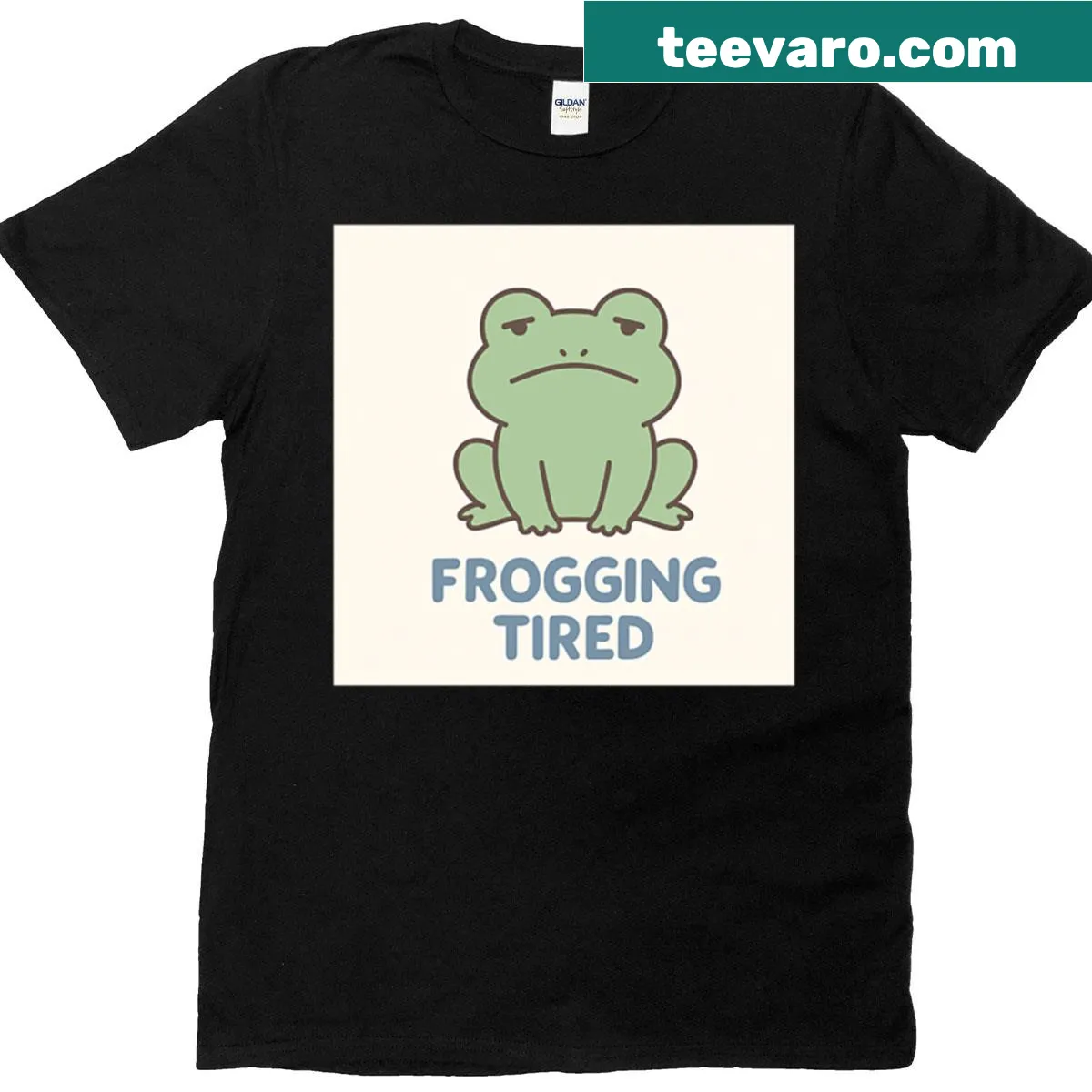 Oversized t-shirt with the phrase 'Frogging Tired' for relaxed days — on a men's t-shirt