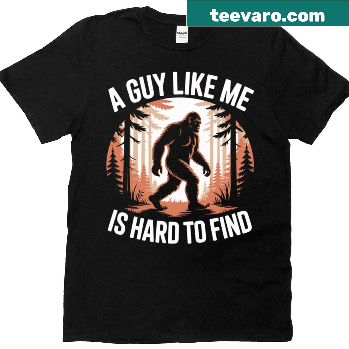 Funny Bigfoot graphic with humorous text on T-shirt — on a men's t-shirt