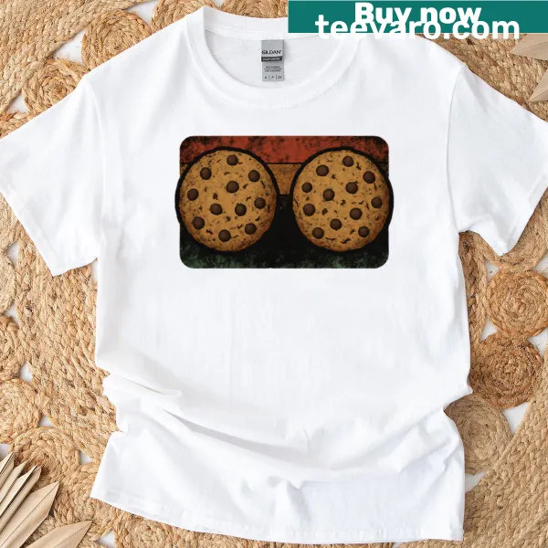 Boxy t-shirt with humorous text about cookies for couples