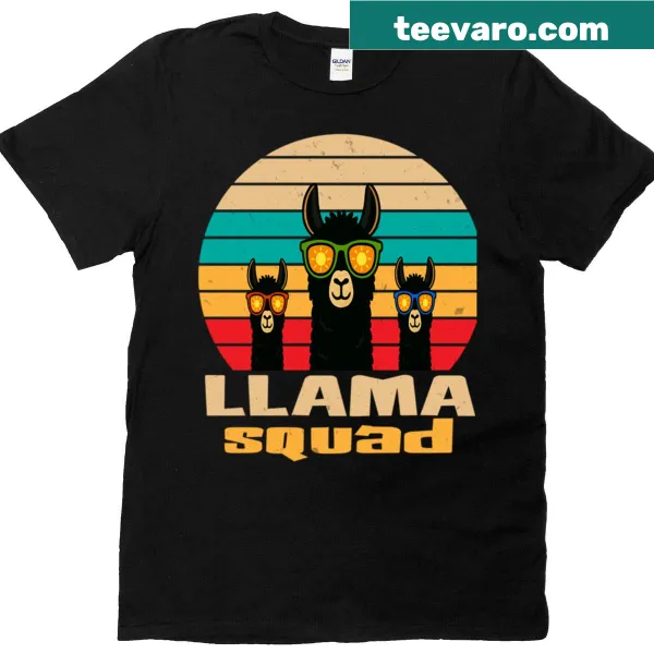 Vintage llama t-shirt with sunglasses and humorous graphic design