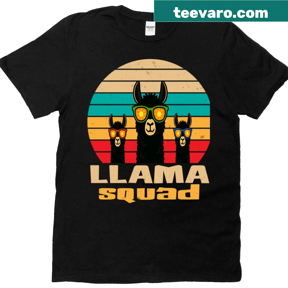 Vintage llama t-shirt with sunglasses and humorous graphic design — on a men's t-shirt