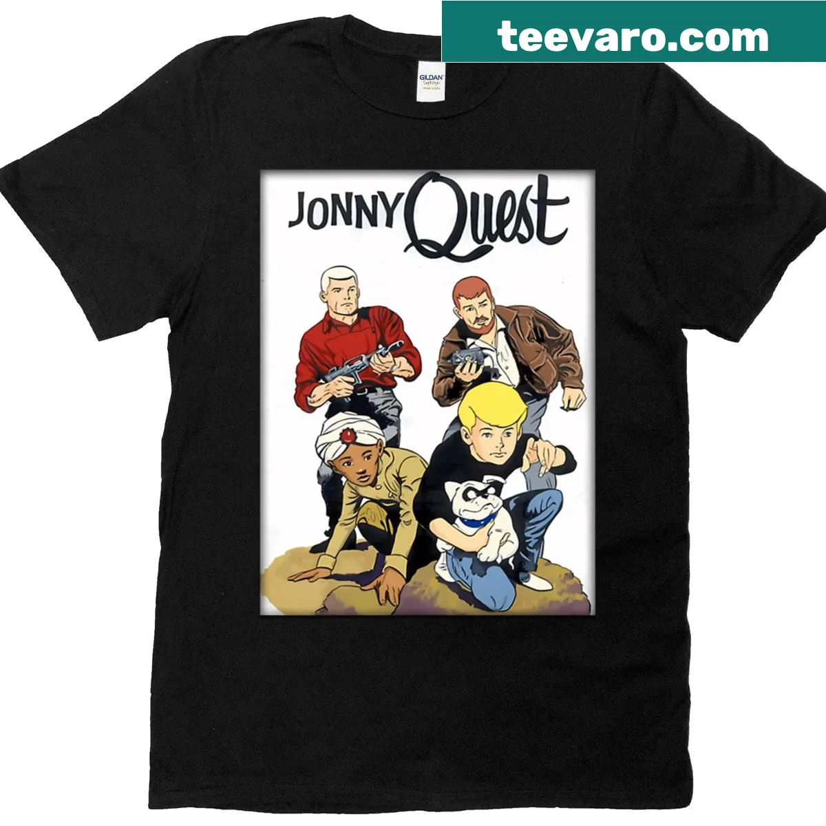 Cartoon design celebrating classic movie adventures on T-shirt — on a men's t-shirt