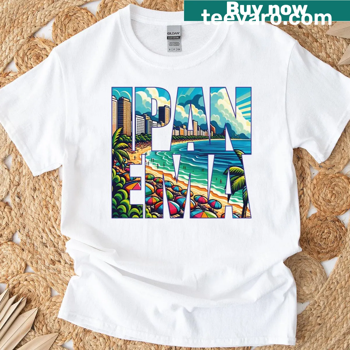 Vintage Ipanema Beach design T-shirt for travelers — on a men's t-shirt