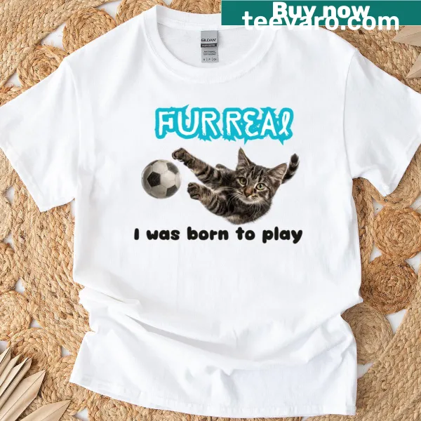 Cartoon soccer cat graphic with humorous slogan t-shirt