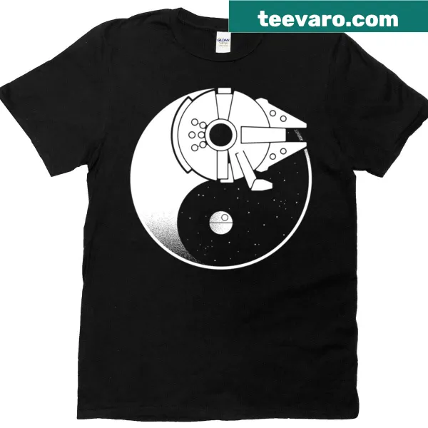 Illustrated Galactic Yin Yang t-shirt with cosmic elements