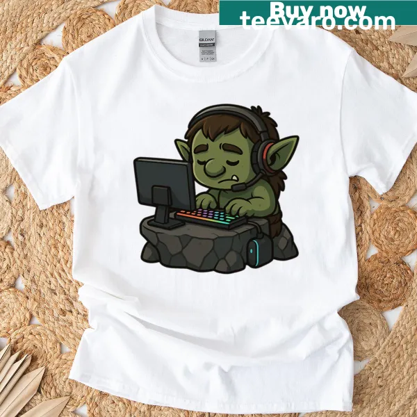 Funny gaming-themed T-shirt with 'Gaming Like a Troll' text