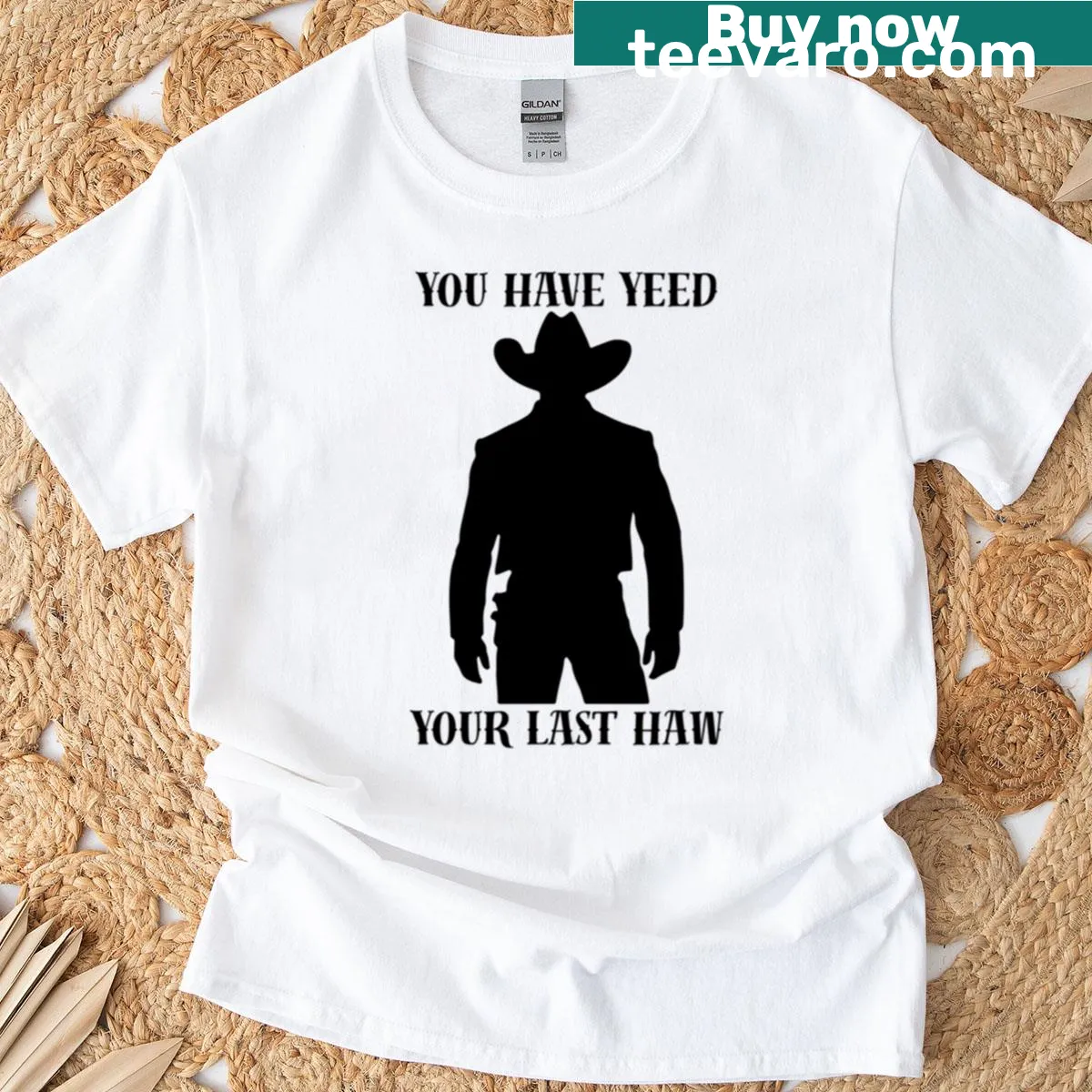 Illustrated ghost cowboy t-shirt — on a men's t-shirt