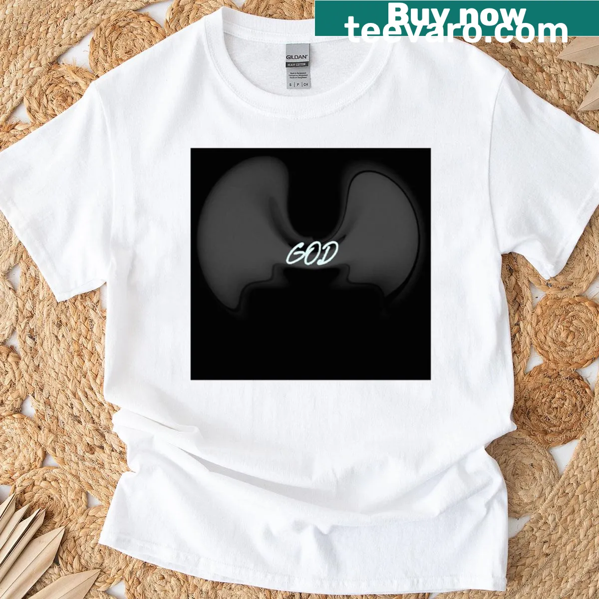 Illustration of angel wings on a T-shirt, symbolizing faith and hope. — on a men's t-shirt