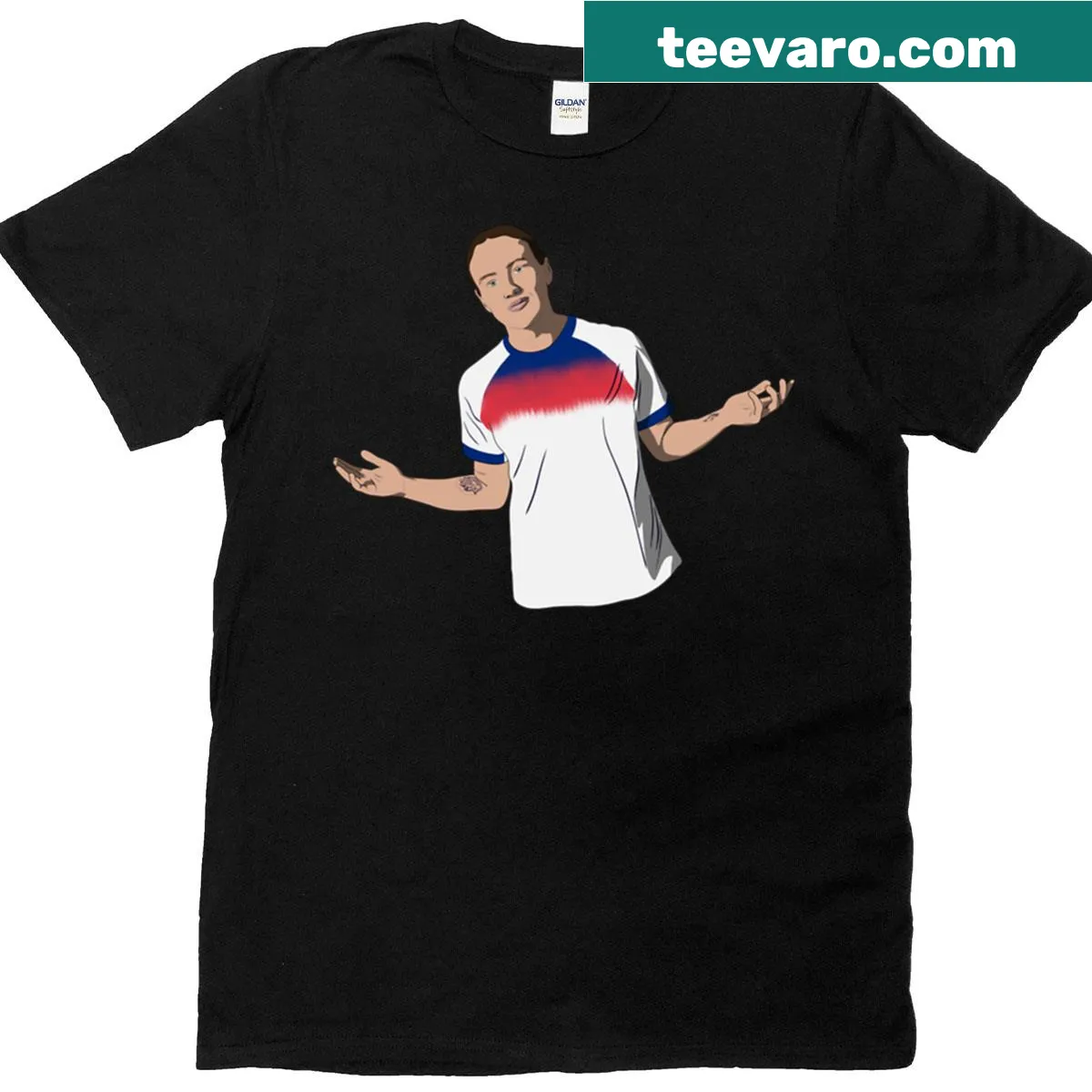 Minimalist soccer-themed T-shirt with the word Grace — on a men's t-shirt