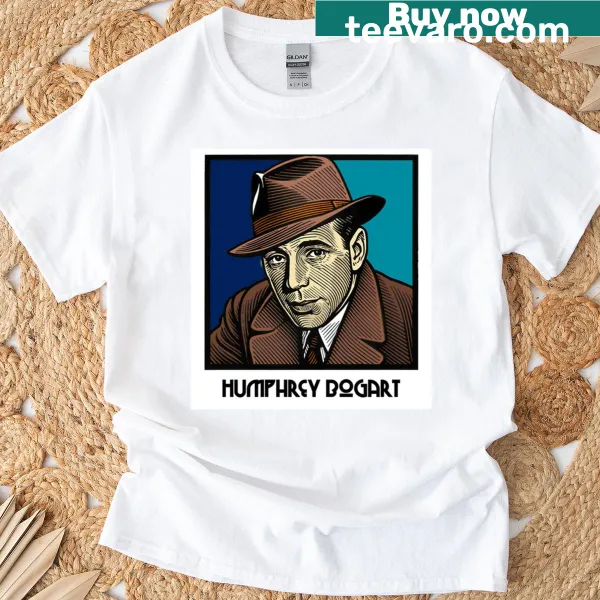 T-shirt featuring Humphrey Bogart's name in a film noir style