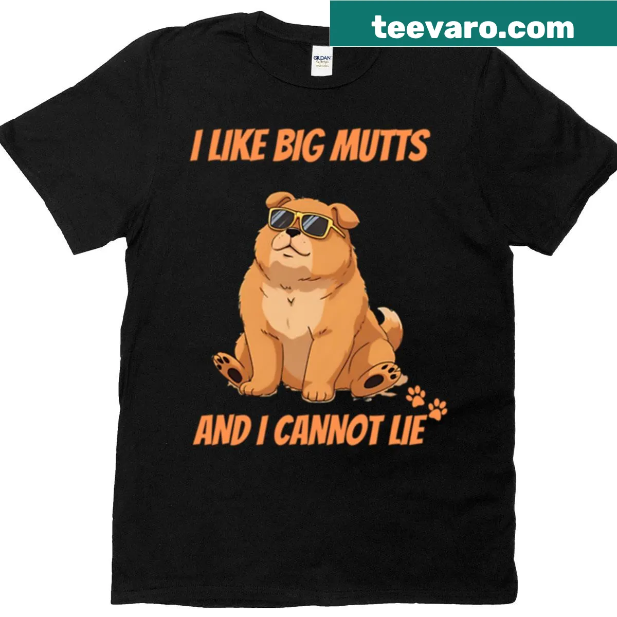 I Like Big Mutts t-shirt featuring humorous text for dog lovers — on a men's t-shirt