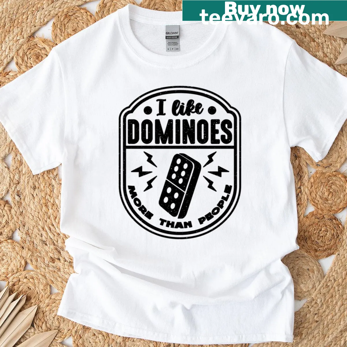Text 'I Like Dominoes More Than Game Tile' on a gamer t-shirt — on a men's t-shirt
