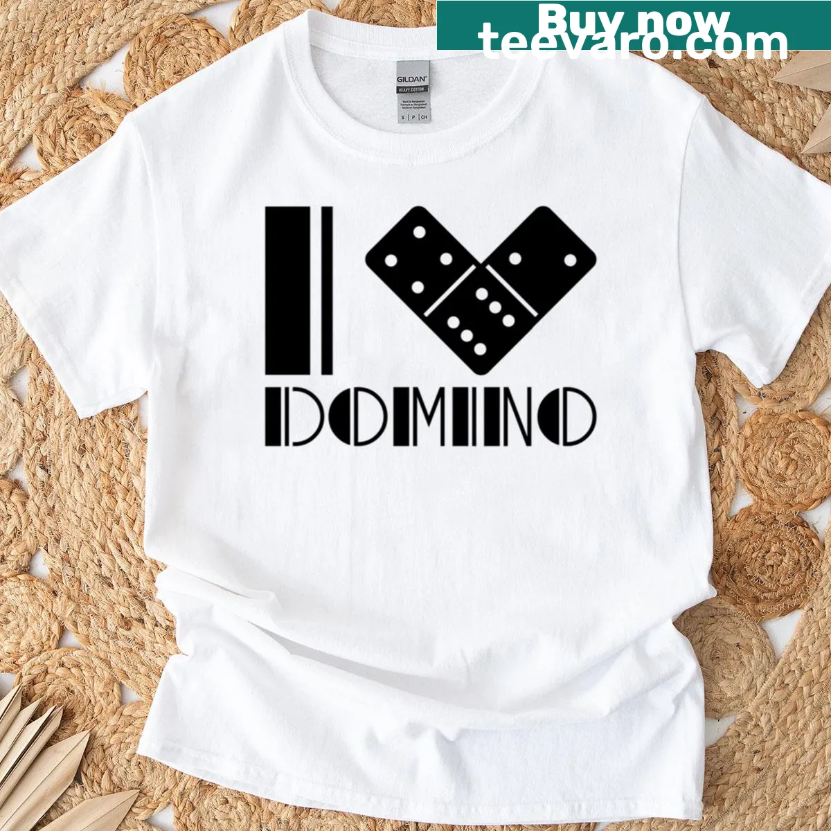 T-shirt featuring a graphic design of domino pieces — on a men's t-shirt