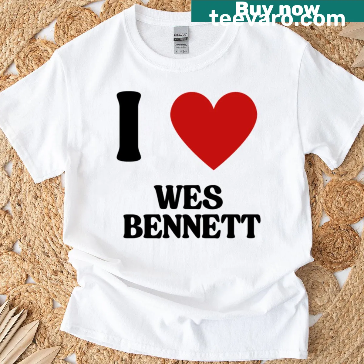Stylish T-shirt showing love for Wes Bennett — on a men's t-shirt