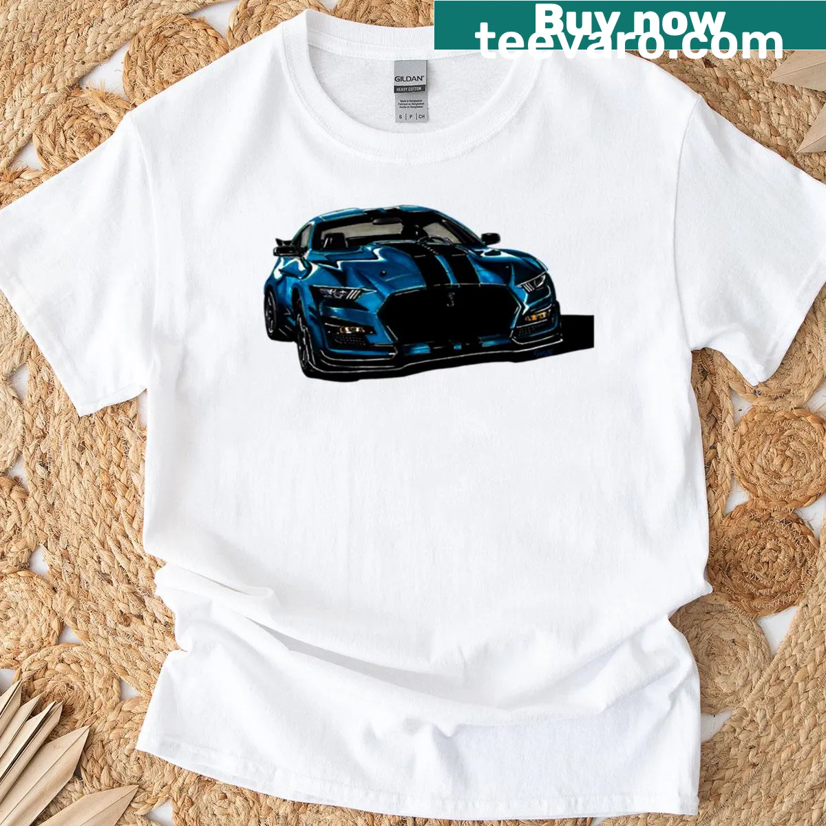 Hand-drawn muscle car illustration on a T-shirt for car lovers — on a men's t-shirt