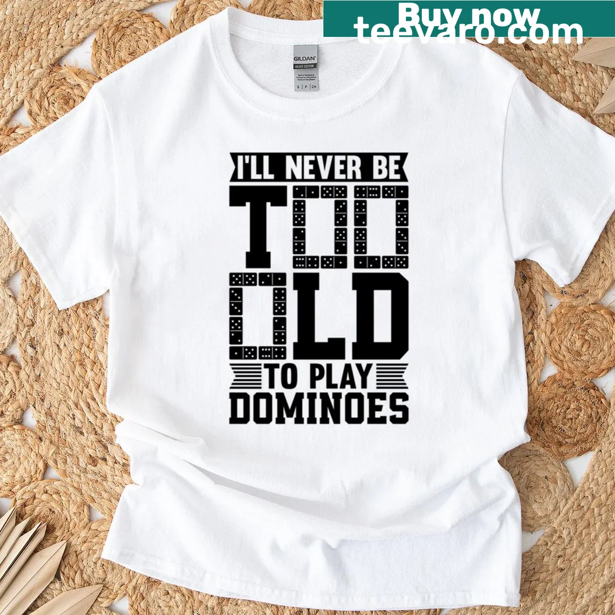 Funny T-shirt expressing love for gambling dominoes with playful text — on a men's t-shirt
