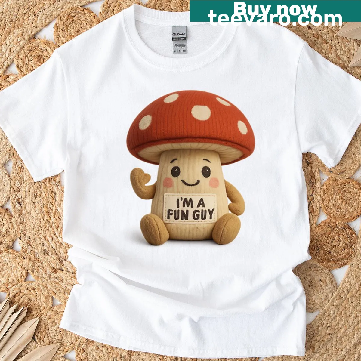 Funny T-shirt with the phrase 'I'm a fun guy' featuring mushroom imagery — on a men's t-shirt