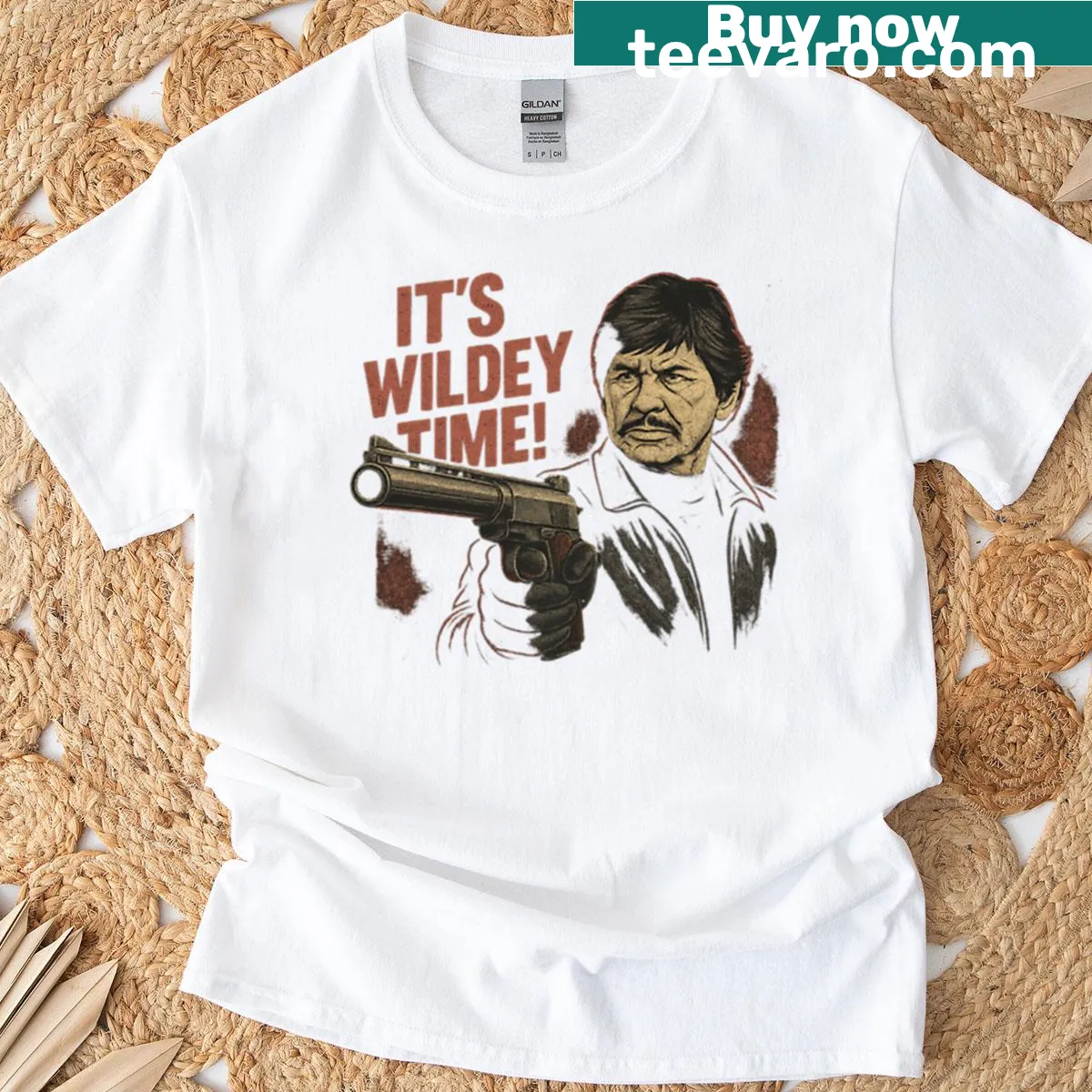 Tribute T-shirt featuring Charles Bronson from Death Wish 3 — on a men's t-shirt