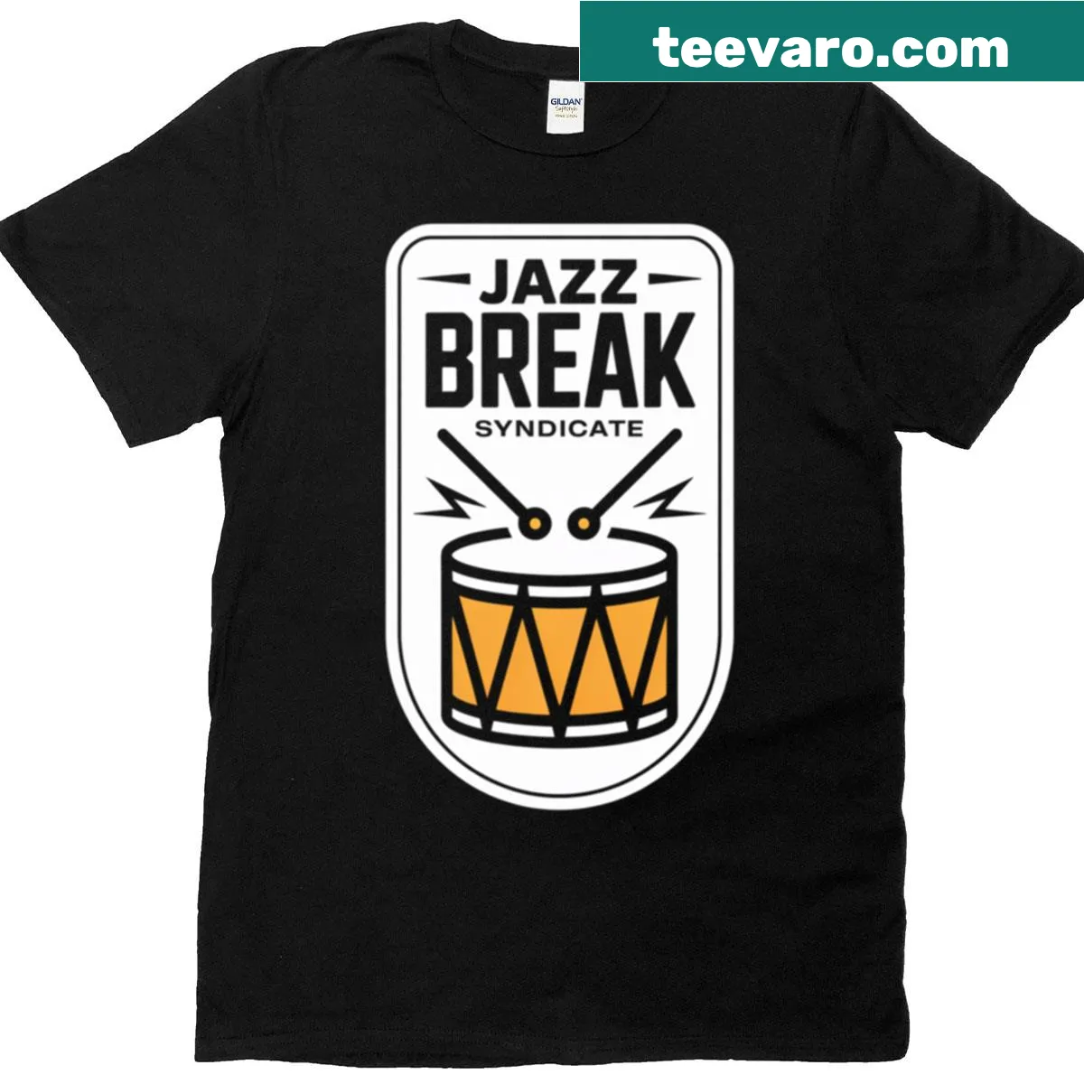 Illustrative Jazz Break Syndicate oversized t-shirt — on a men's t-shirt