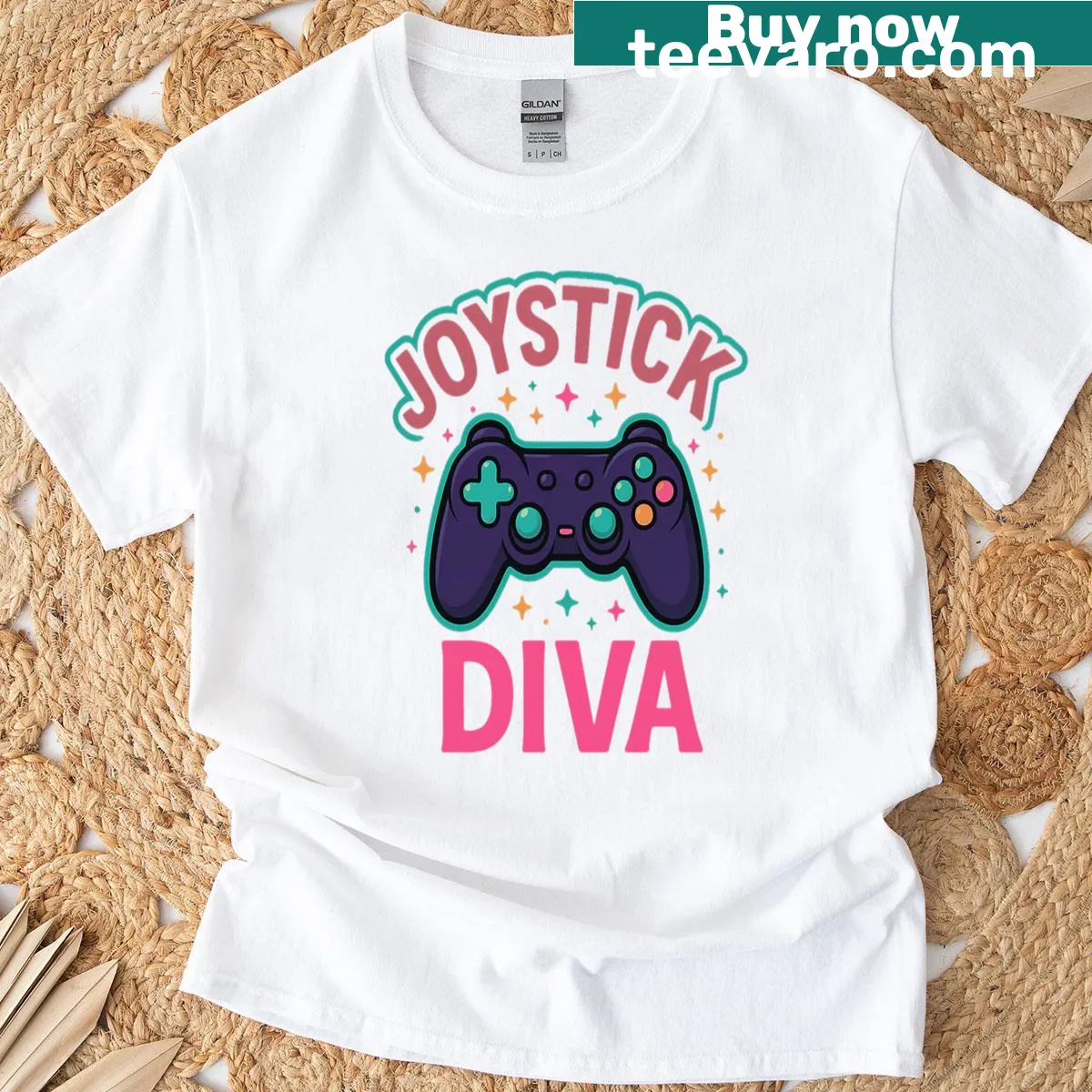 Graphic T-shirt featuring a joystick design for gamers — on a men's t-shirt