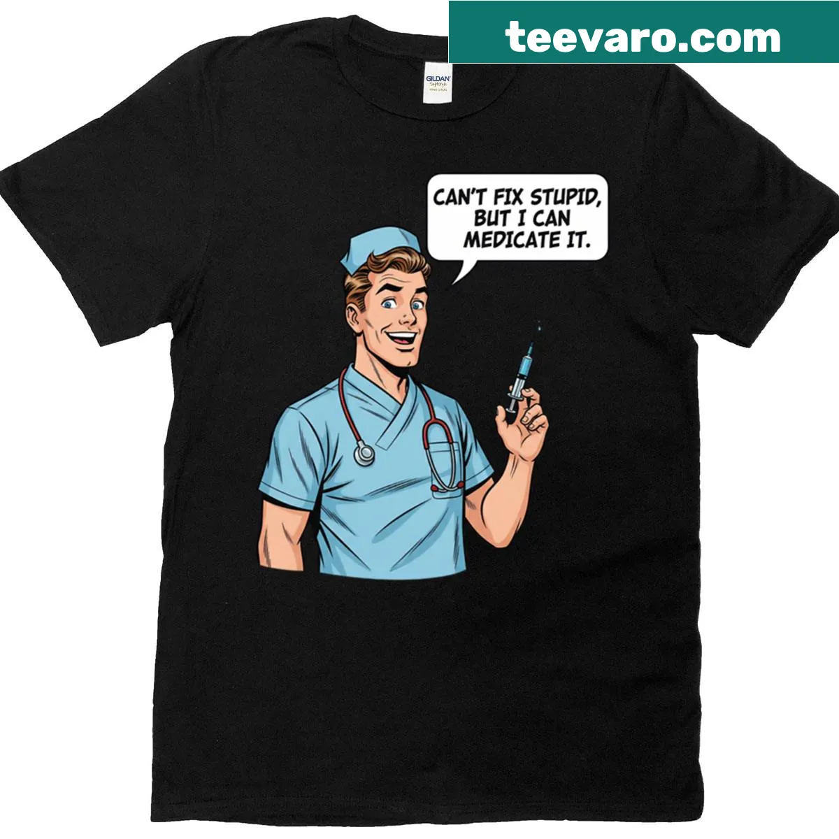 Humorous t-shirt with repeated text about copies — on a men's t-shirt